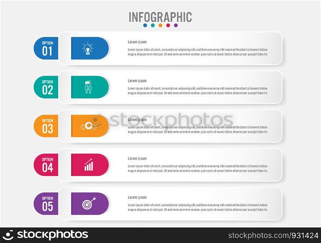 Business infographic labels template with 5 options.Creative concept for infographic.