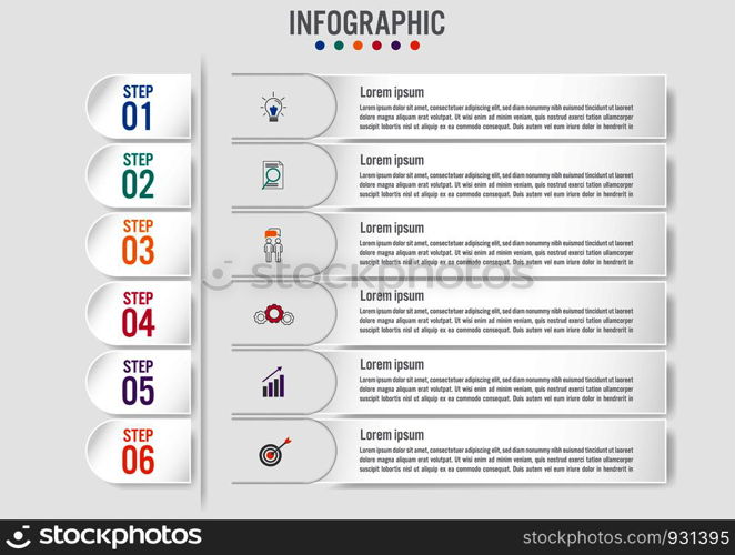 Business infographic labels template with 6 options.Creative concept for infographic.