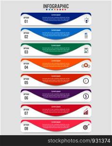 Business infographic labels template with 8 options.Creative concept for infographic.