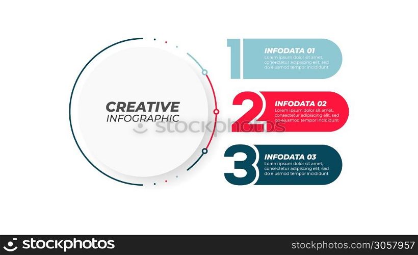 Business infographic process chart. Number design element of diagram with 3 step, options. Creative concept for annual report, presentation. Vector illustration.