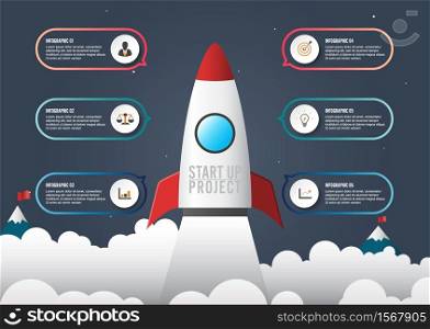 Business Infographic start up style. Icons and illustrations for design, website, infographic, poster, advertising.