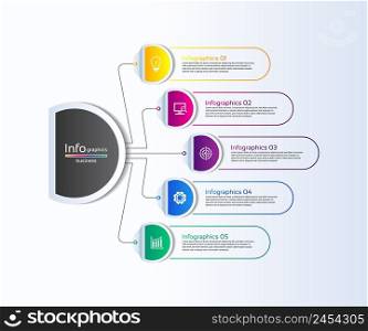 Business infographic template colorful with 5 step