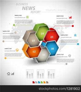 Business infographic template for interactive data communication. Business infographic template