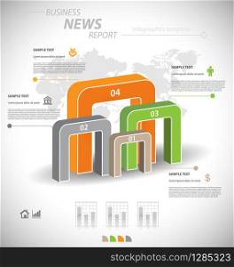 Business infographic template for interactive data communication. Business infographic template