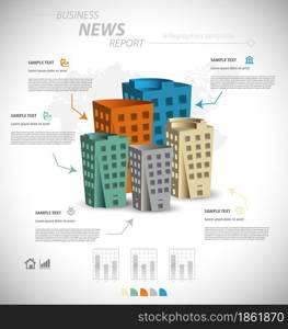 Business infographic template for interactive data communication. Business infographic template