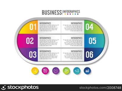 Business infographic template gradient with 6 step