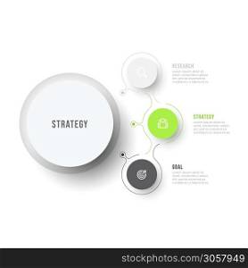 Business infographic template. Modern process chart design with thin line elements and 3 options or steps. Vector illustration.