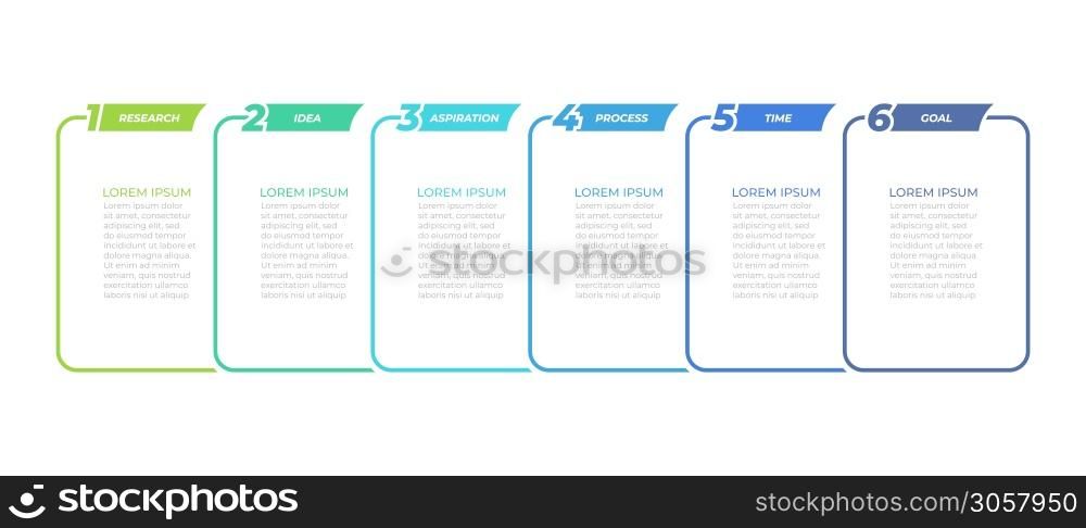 Business infographic template. Thin line label. Vector design with icons and 6 options or steps.