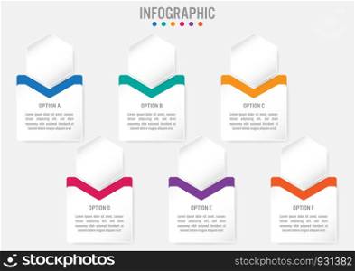 Business infographic template with 6 options hexagonal shape,Creative concept for infographic.