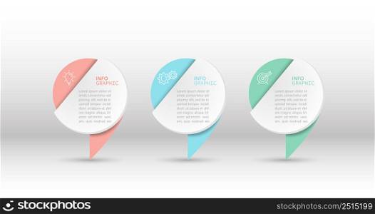 Business infographics. 3 stages of achieving the goal. Stages of the workflow, development, marketing, plan or training. Business strategy with icon icons. Report or statistics schema.