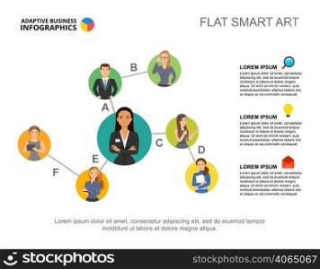 Business infographics hierarchy chart for business staff concept. Editable presentation slide template, flat smart art. Data for human resources, management, subordination