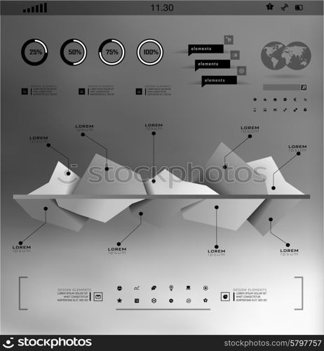 Business Infographics. Line elements can be used for workflow layout, banner, step up options, number options, web template