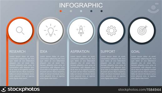 Business infographics presentation with 5 steps