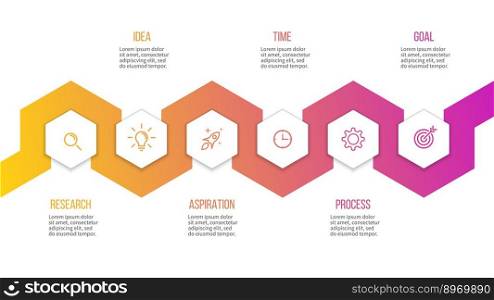 Business infographics presentation with 6 steps vector image