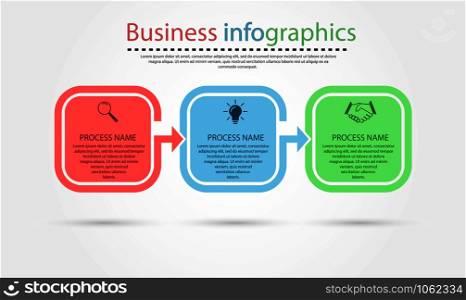 Business infographics. Stages of successful business development, training or project promotion. Flat design.