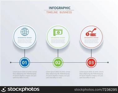 Business infographics template 3 data with circle. Can be used for workflow layout, diagram, number options, web design, presentations