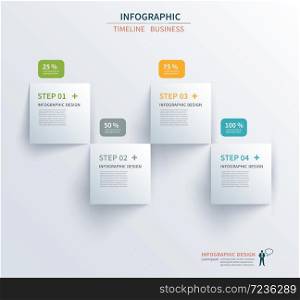Business infographics template 4 steps with square. Can be used for workflow layout, diagram, number options, web design, presentations