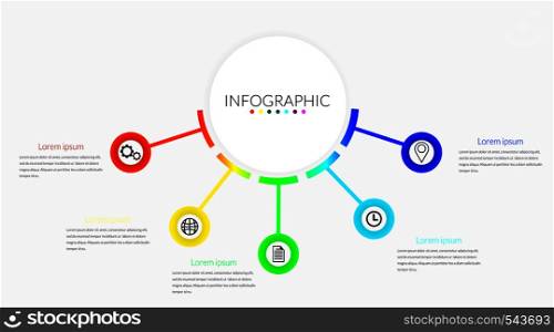 Business Infographics Vector Design elements template. 5 options or steps timeline diagram, Can be used for presentation