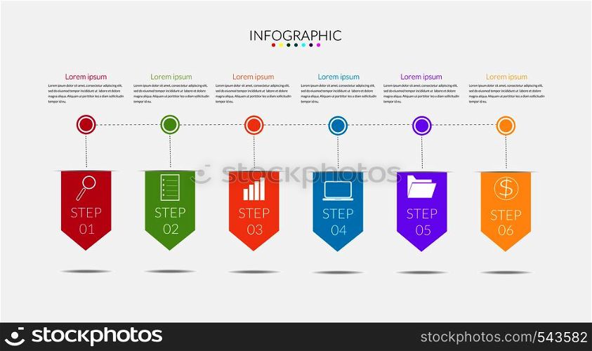 Business Infographics Vector Design elements template. 6 options or steps timeline diagram, Can be used for presentation