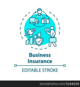 Business insurance concept icon. Deposit benefit. Money loss prevention. Policy for employee. Capital growth idea thin line illustration. Vector isolated outline RGB color drawing. Editable stroke