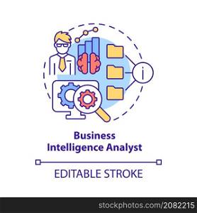 Business intelligence analyst concept icon. Database manager. Coding abstract idea thin line illustration. Isolated outline drawing. Editable stroke. Roboto-Medium, Myriad Pro-Bold fonts used. Business intelligence analyst concept icon