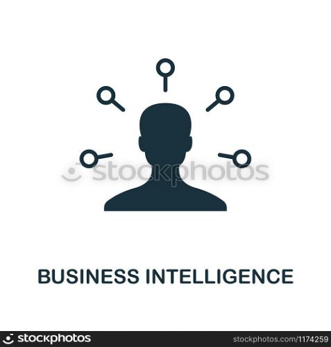 Business Intelligence icon. Simple style design from industry 4.0 collection. UX and UI. Pixel perfect premium business intelligence icon. For web design, apps and printing usage.. Business Intelligence icon. Monochrome style design from industry 4.0 icon collection. UI and UX. Pixel perfect business intelligence icon. For web design, apps, software, print usage.