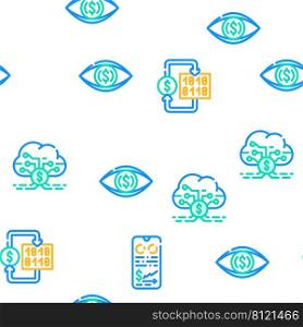 Business Intelligence Technology Vector Seamless Pattern Color Line Illustration. Business Intelligence Technology Icons Set Vector