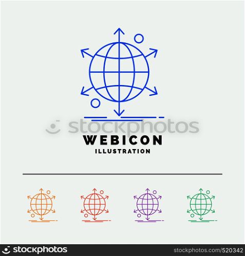 business, international, net, network, web 5 Color Line Web Icon Template isolated on white. Vector illustration. Vector EPS10 Abstract Template background
