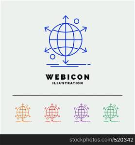 business, international, net, network, web 5 Color Line Web Icon Template isolated on white. Vector illustration. Vector EPS10 Abstract Template background