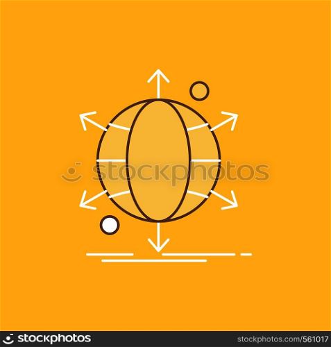 business, international, net, network, web Flat Line Filled Icon. Beautiful Logo button over yellow background for UI and UX, website or mobile application. Vector EPS10 Abstract Template background