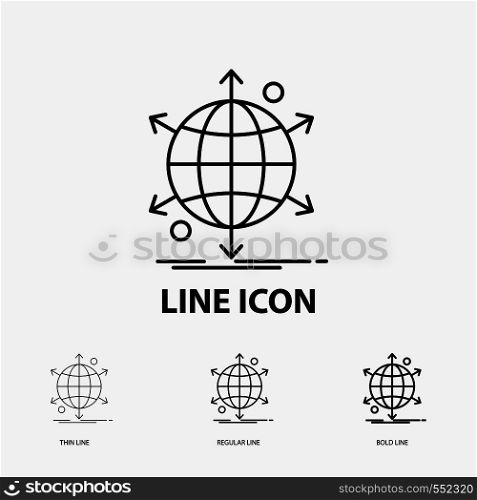 business, international, net, network, web Icon in Thin, Regular and Bold Line Style. Vector illustration. Vector EPS10 Abstract Template background