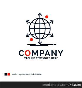 business, international, net, network, web Logo Design. Blue and Orange Brand Name Design. Place for Tagline. Business Logo template.