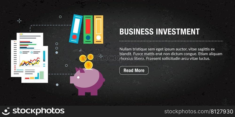 Business investment, banner internet with icons in vector. Web banner template for website, banner internet for mobile design and social media app.Business and communication layout with icons.