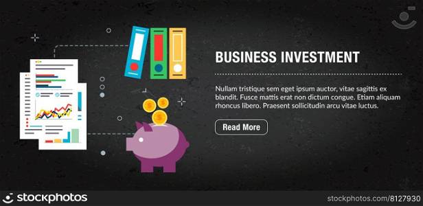 Business investment, banner internet with icons in vector. Web banner template for website, banner internet for mobile design and social media app.Business and communication layout with icons.