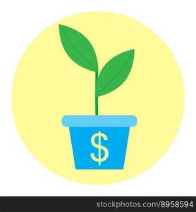 Business investment growth concept. Growth money and growing investment. Money tree and business growth. Vector flat design illustration. Growth money icon