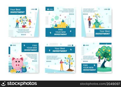 Business Investment Post Template Flat Design Illustration Editable of Square Background Suitable for Social media, Greeting Card and Web Internet Ads