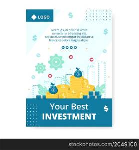 Business Investment Poster Template Flat Design Illustration Editable of Square Background Suitable for Social media, Greeting Card and Web Internet Ads