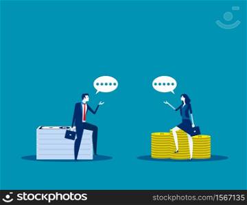 Business investor talking. Concept business vector illustration, Meeting, Opportunity, Investment.