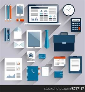 Business items and mobile devices set of tablet phone notebook plastic card vector illustration