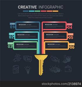 Business key infographics design can be used for workflow layout, banner, diagram, web design.