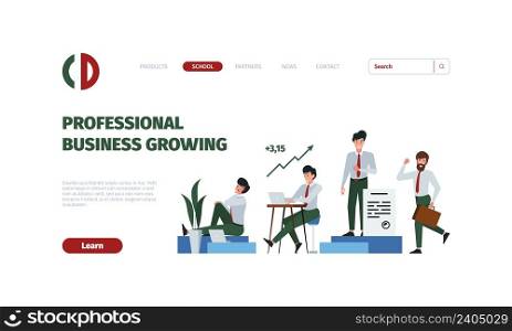 Business landing. Office managers sitting meeting and talking about business solution corporate persons garish vector web page template. illustration of business landing financial manager grow. Business landing. Office managers sitting meeting and talking about business solution corporate persons garish vector web page template