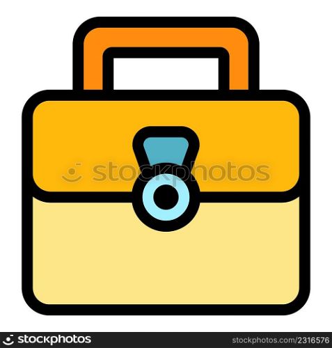 Business laptop bag icon. Outline business laptop bag vector icon color flat isolated. Business laptop bag icon color outline vector