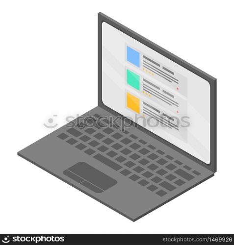 Business laptop icon. Isometric of business laptop vector icon for web design isolated on white background. Business laptop icon, isometric style