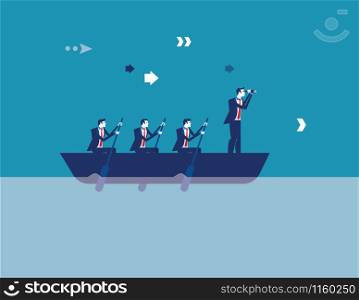 Business leadership and teamwork. Concept business vector illustration. Flat design style.