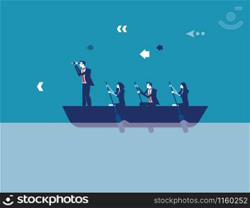 Business leadership and teamwork. Concept business vector illustration. Flat design style.