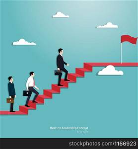 Business leadership of successful, Step to the goal, Achievement, Teamwork, Business finance concept, Leadership and employee in business, Vector illustration flat