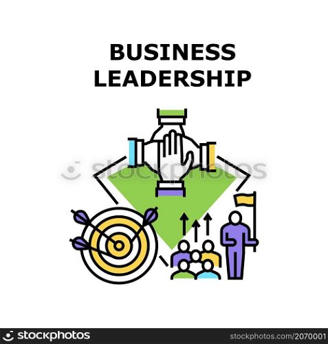 Business leadership team work. Success company job. Challenge goal. People vision. Corporate teamwork. Finance solution vector concept color illustration. Business leadership icon vector illustration