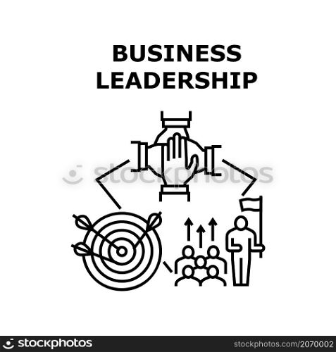 Business leadership team work. Success company job. Challenge goal. People vision. Corporate teamwork. Finance solution vector concept black illustration. Business leadership icon vector illustration