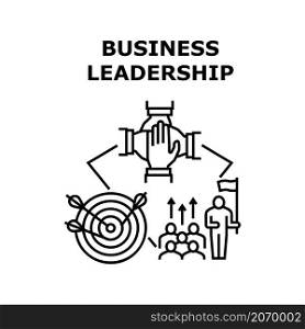 Business leadership team work. Success company job. Challenge goal. People vision. Corporate teamwork. Finance solution vector concept black illustration. Business leadership icon vector illustration