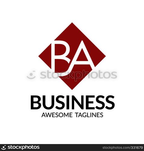Business letter BA logo with geometric rhombus shape design vector. Simple and clean flat design of letter BA logo vector template
